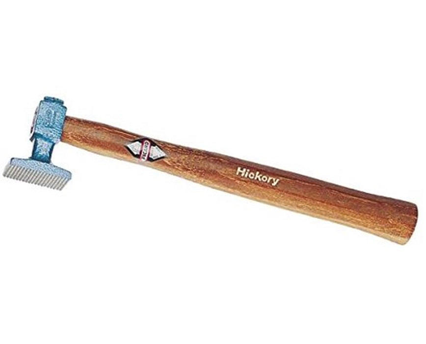 Square Bumping and Planishing Hammer w/ Checked Flat Face, Hickory Handle