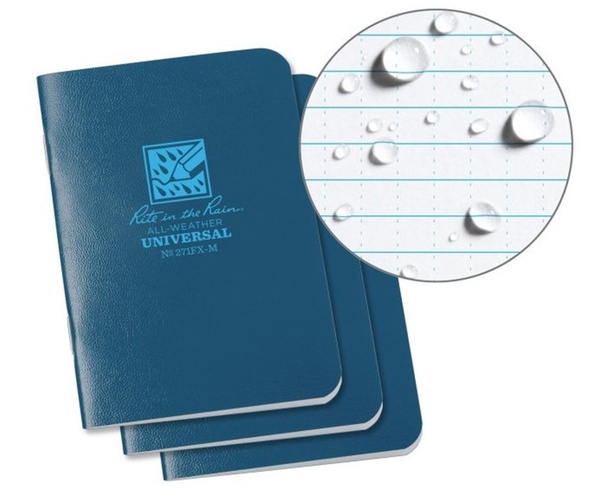 All-Weather Stapled Mini-Notebook (3-Pack) Blue