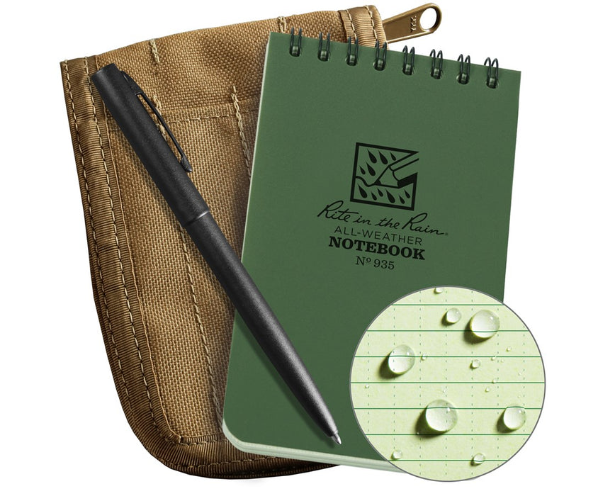 Top-Spiral Universal Pocket Notebook Kit 3" x 5" Green w/ Tan Cover