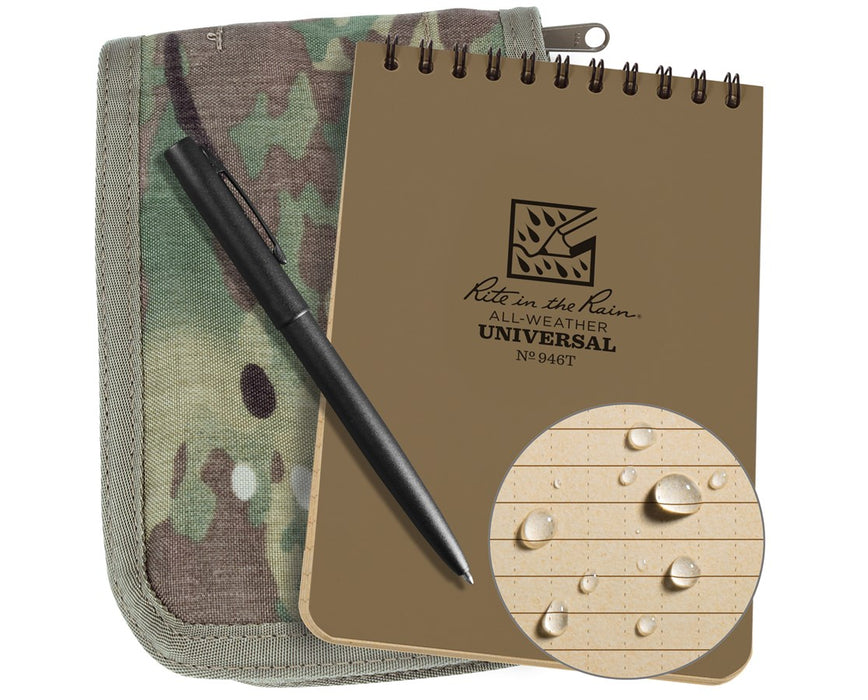 Top-Spiral Universal Pocket Notebook Kit 4" x 6" Tan w/ Multi-Cam Cover