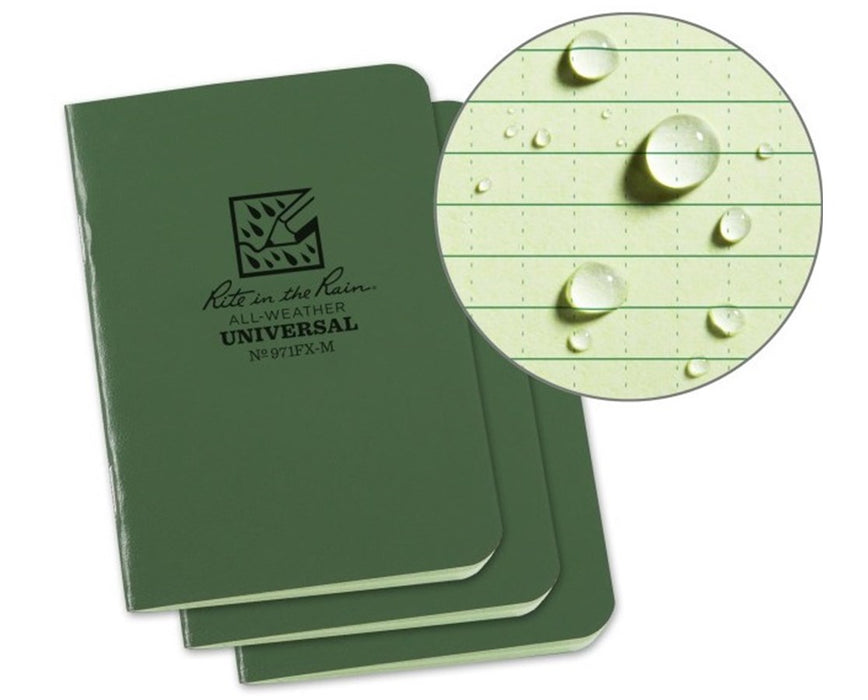 All-Weather Stapled Mini-Notebook (3-Pack) Green