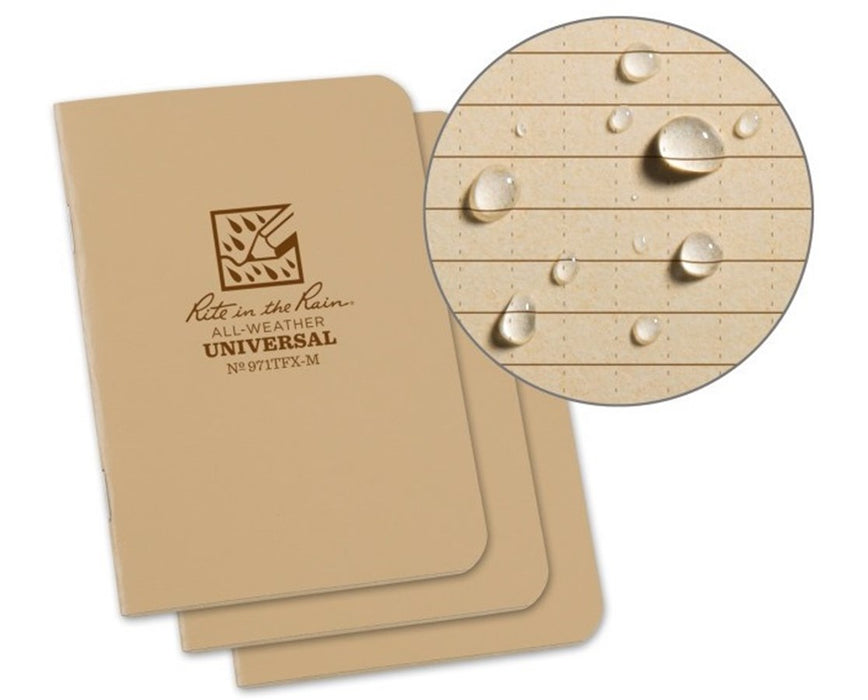 All-Weather Stapled Mini-Notebook (3-Pack) Tan