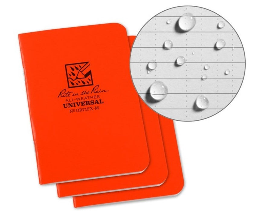 All-Weather Stapled Mini-Notebook (3-Pack) Orange