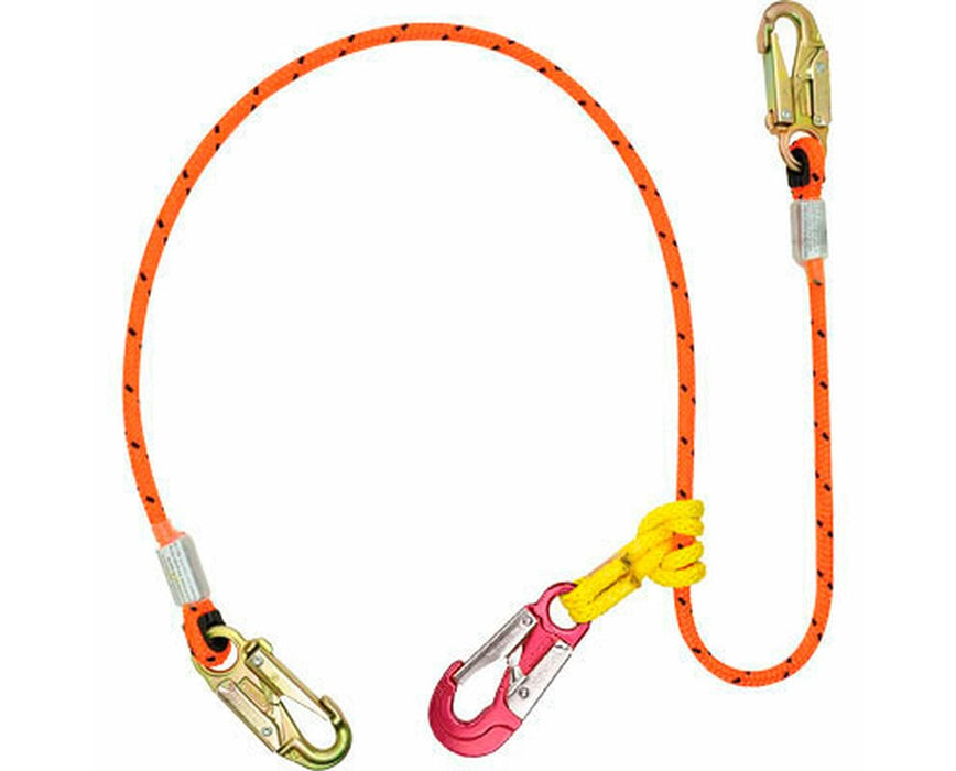 Wire-Core 2-N-1 Climbing Lanyard - 10’ L, Steel End Snaps & Tenex Prusik Cord w/ Red Snap