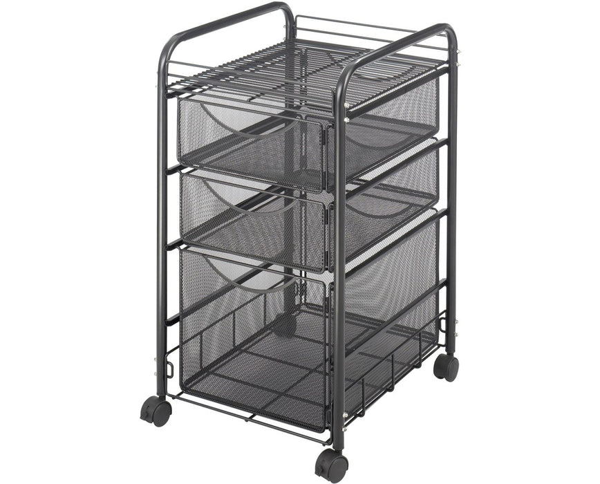 Onyx Mesh File Cart with 1 Standard Drawer and 2 Small Drawers