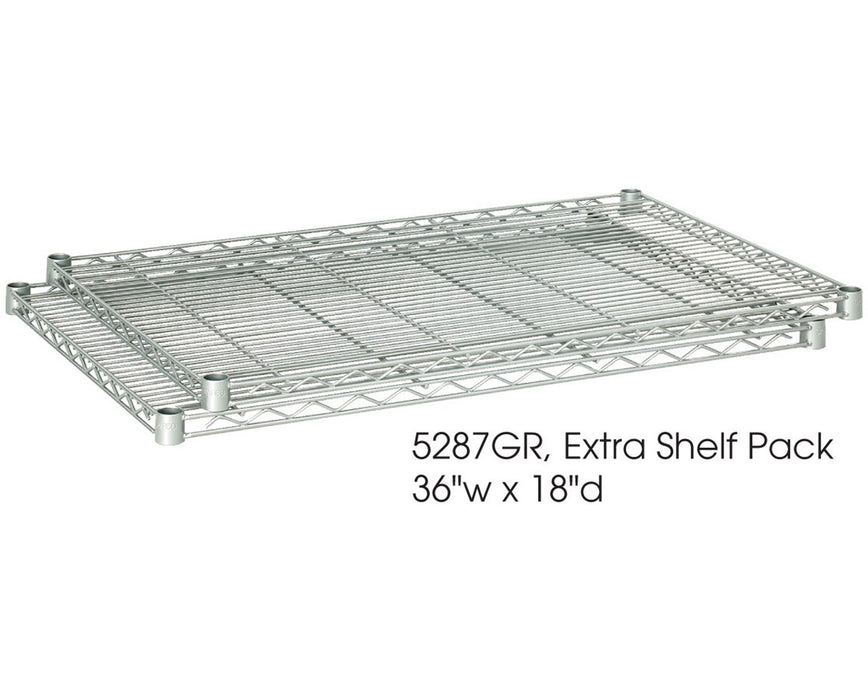 36"W x 18"D Industrial Extra Shelf Pack (Qty. 2), Metallic Gray