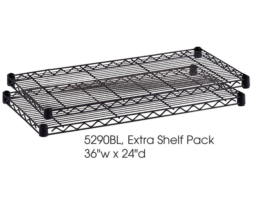 36"W x 24"D Industrial Extra Shelf Pack (Qty. 2), Black