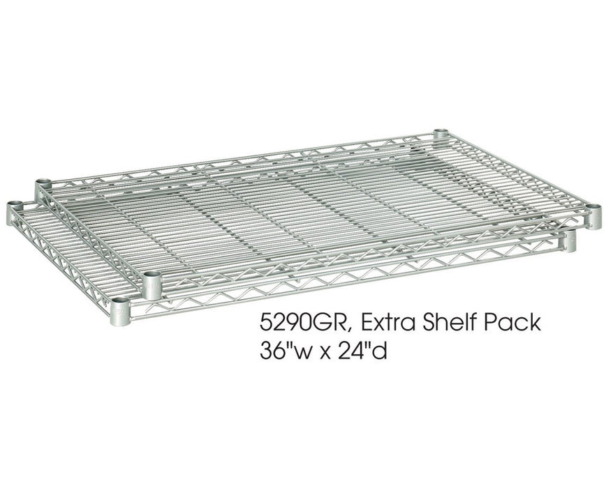 36"W x 24"D Industrial Extra Shelf Pack (Qty. 2), Metallic Gray
