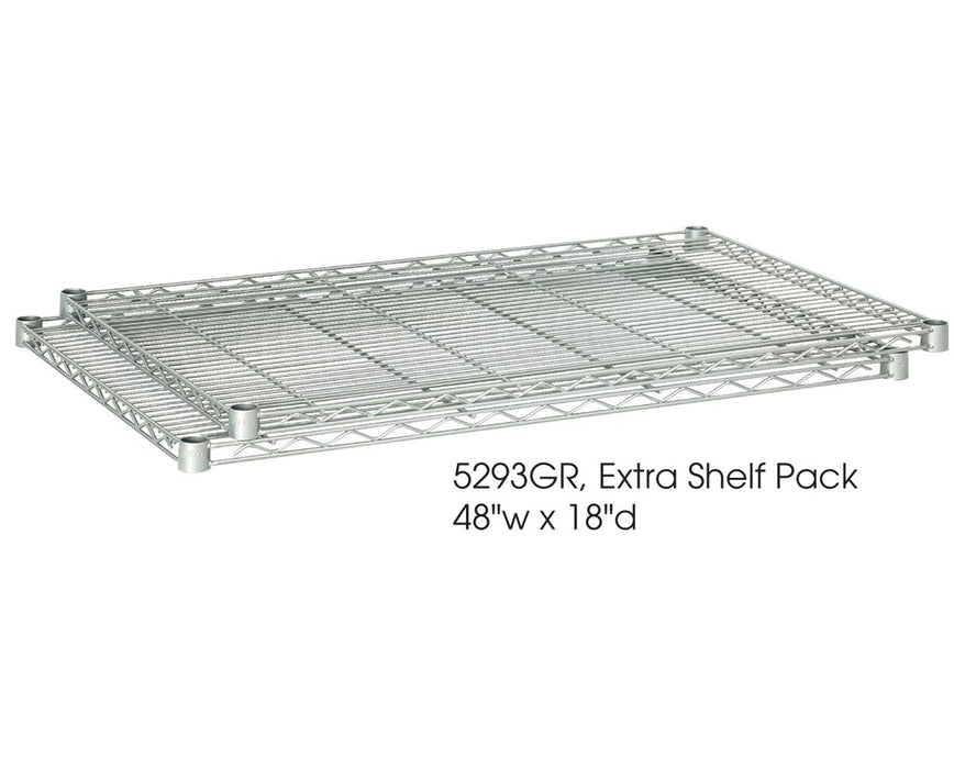 48"W x 18"D Industrial Extra Shelf Pack (Qty. 2), Metallic Gray