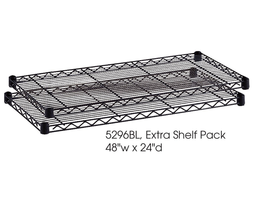 48"W x 24"D Industrial Extra Shelf Pack (Qty. 2), Black