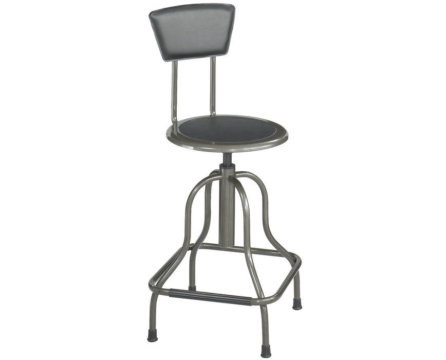 Diesel High Base Stool with Backrest Pewter