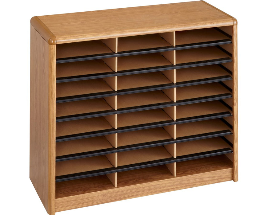 Value Sorter 24-Compartment Wood Literature Organizer Medium Oak