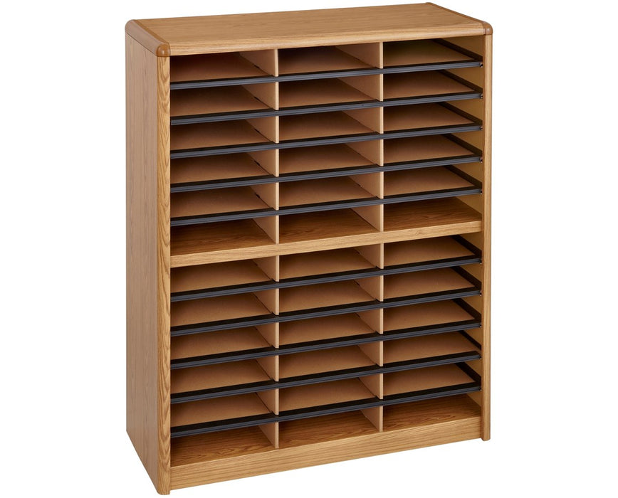 Value Sorter 36-Compartment Wood Literature Organizer Medium Oak