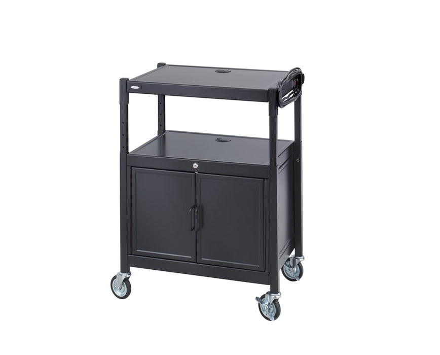Steel Adjustable AV Cart with Locking Cabinet