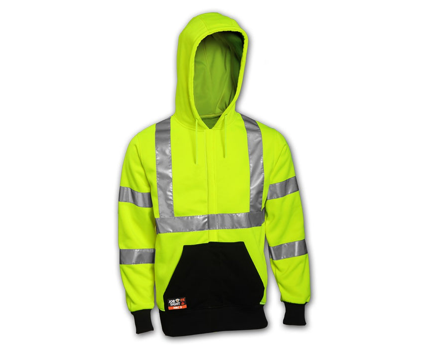 5XL High Visibility Flame Resistant Hooded Sweat-Shirt with Reflective Tape
