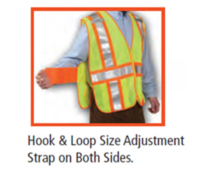 ANSI 107 CLASS 2 SAFETY VESTS - Fluorescent Yellow-Green - Mesh - Two-Tone - 2" Reflective H Pattern