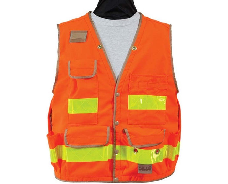 8068-Series Class 2 Lightweight Safety Utility Vest - XL; Fluorescent Orange