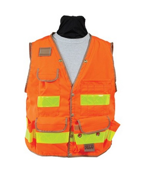 8069-Series Class 2 Surveyors Utility Vest w/ Mesh Back J-4XL Fluorescent Orange