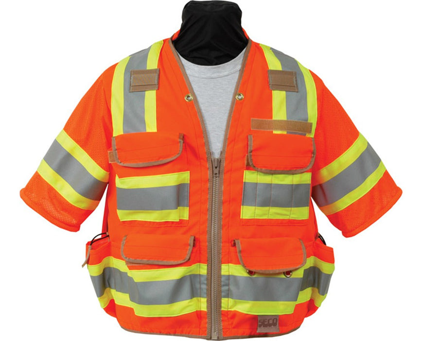 8365-Series Class 3 Surveyors Utility Vest S Fluorescent Orange