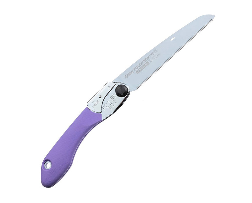 Pocketboy Straight Folding Hand Saw w/ Case - X-Fine Teeth, 6.7" Blade, Purple Handle
