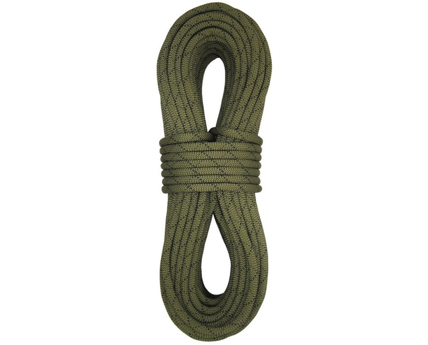 HTP Static Climbing Kernmantle Rope, Polyester, 7/16" D, 6,856 lbs., 150' - Olive
