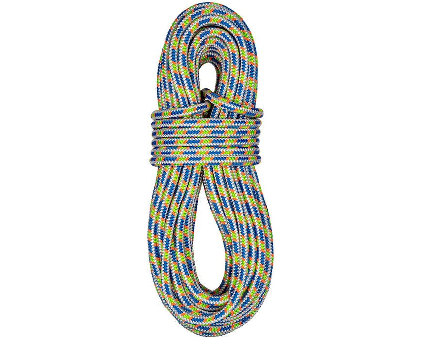 Element Blue Climbing Rope, Nylon/Polyester, 1/2" D, 16 Strand, 6,740 lbs., 200' - Eye Spliced 2 Ends