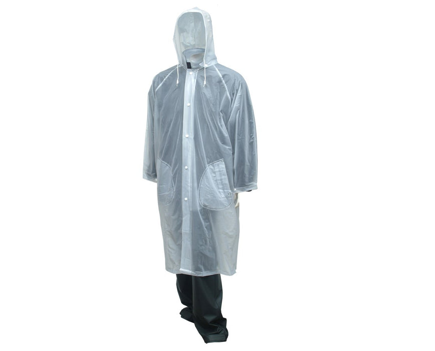 48" Clear Coat - Detachable Hood - Pockets - Cape Back - Retail Packaged Small