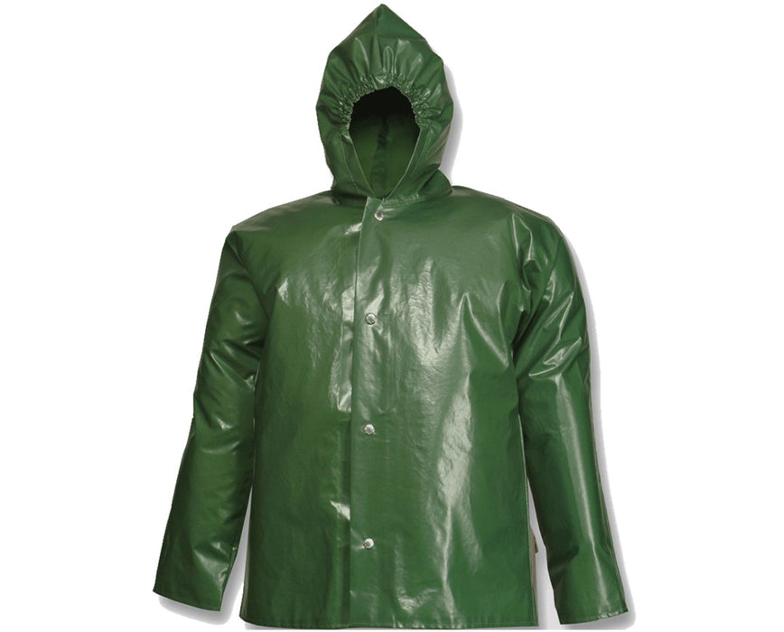 Jacket - Storm Fly Front - Attached Hood Large Green
