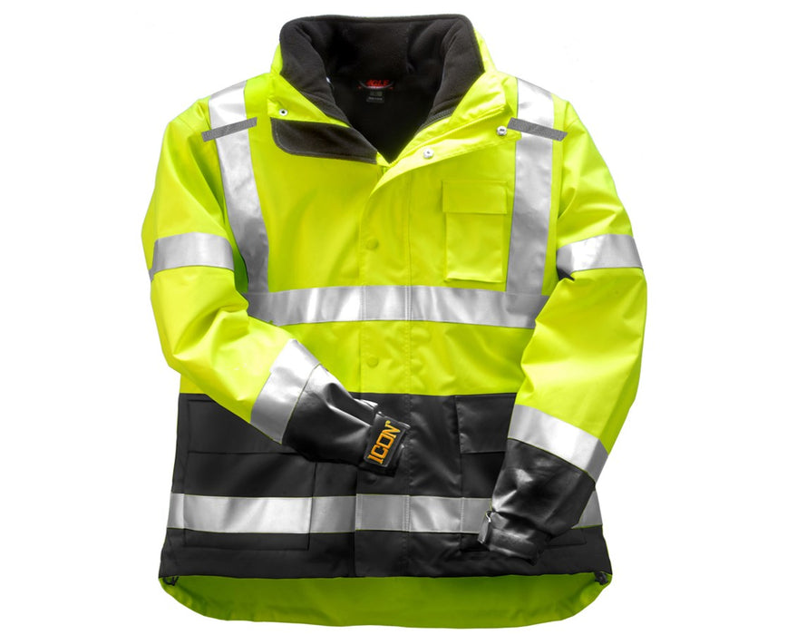 ANSI 107 Class 3 Fluorescent Yellow-Green Jacket with Removable Liner 2XL
