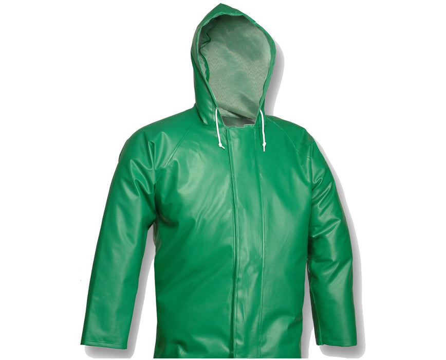ACID SUIT - Green Jacket - Storm Fly Front - Attached Hood Large