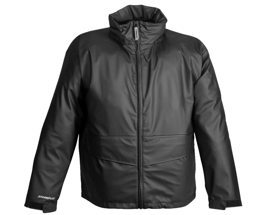 Black Jacket - Zipper Front - Attached Hood - Retail Packaged Small
