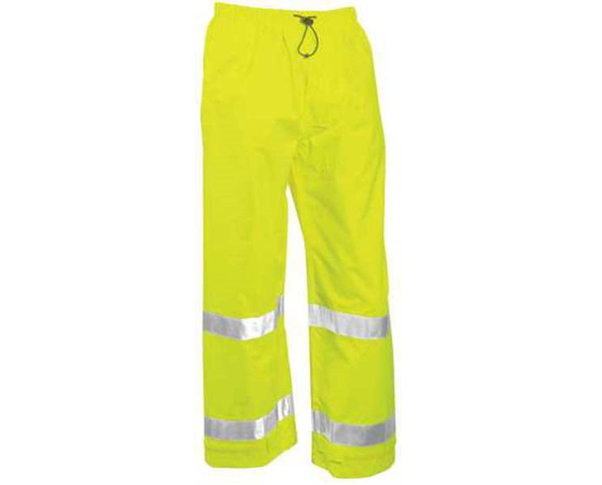 ANSI 107 Class E Fluorescent Yellow-Green Pants w/ 2" Silver Reflective Tape Large