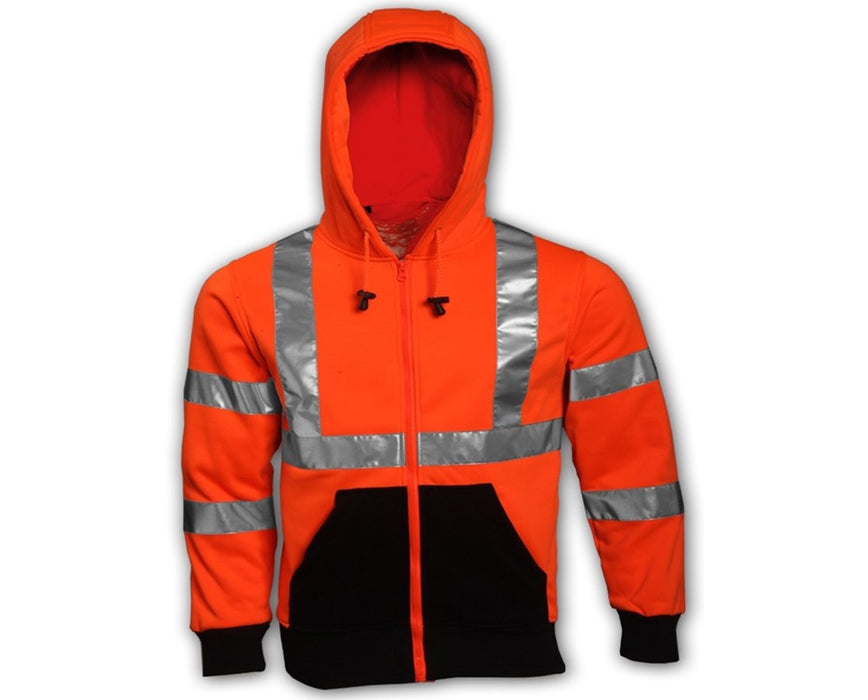 Class 3 Hooded High Visibility Sweat-shirt Orange - Large