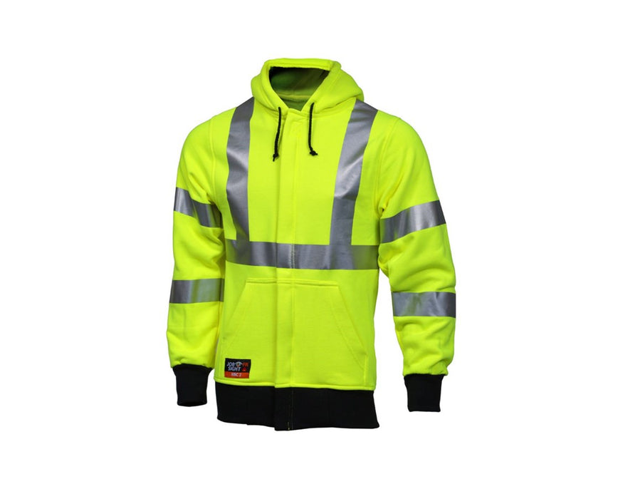 Small High Visibility Flame Resistant Hooded Sweat-Shirt with Reflective Tape