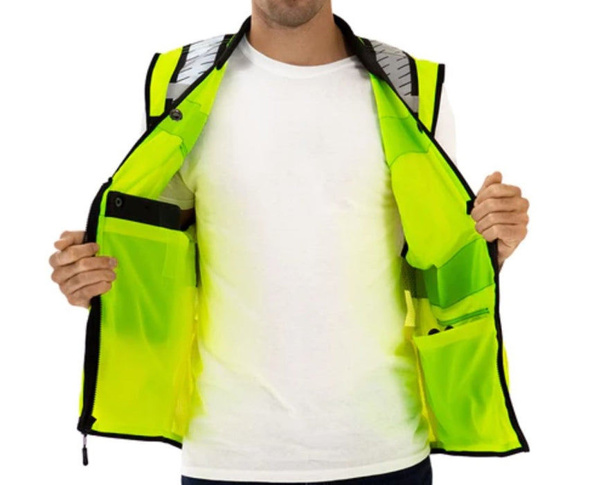 Class 2 Hi-Vis X-Back Surveyor Utility Vest Fluorescent Yellow-Green