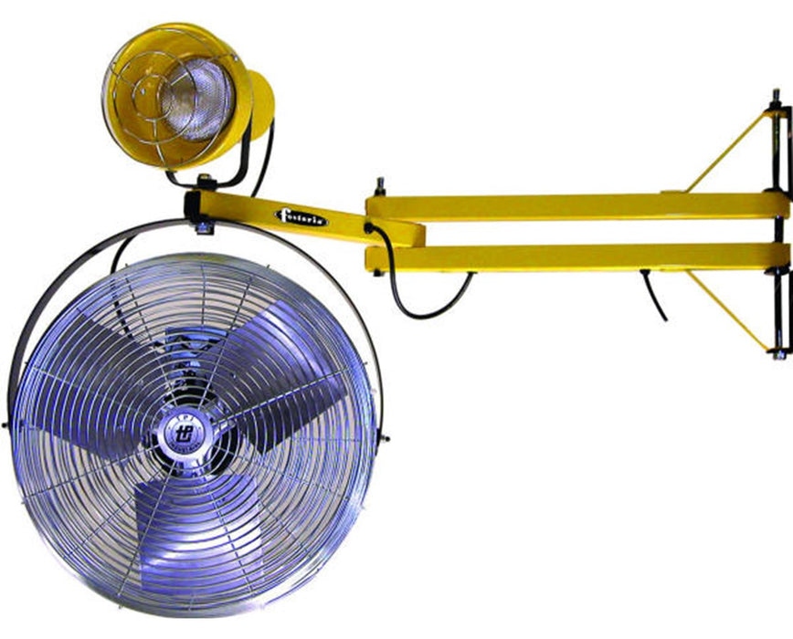 Modular Light for Workstation Wall Mount Fan with Pivoting Arm